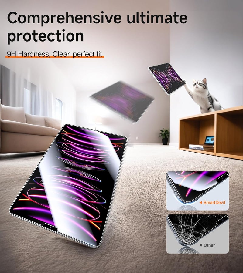 SmartDevil Screen Protector for iPad with Easy Installation Frame, 9H Clear Tempered Glass Film, Anti-Shatter, Bubble Free, Dust-Free Box, 2 Pack (Pro 12.9" (2018-2022)) - Image 5